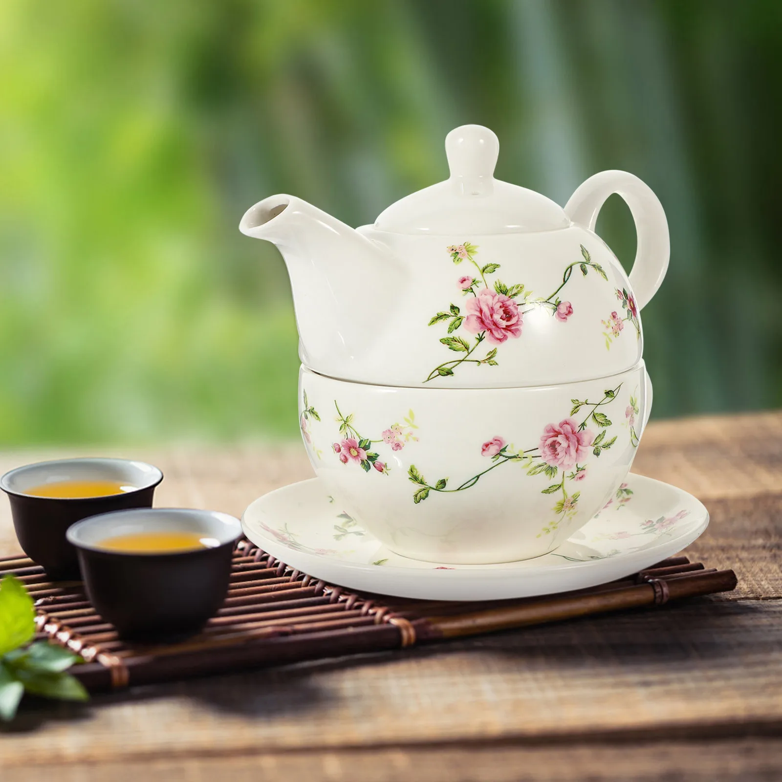 

1Set Ceramic Tea Set Beautiful Elegant Kung Fu Teaware for Relaxing Chatting Suitable Household Decor Outdoor Picnic Business