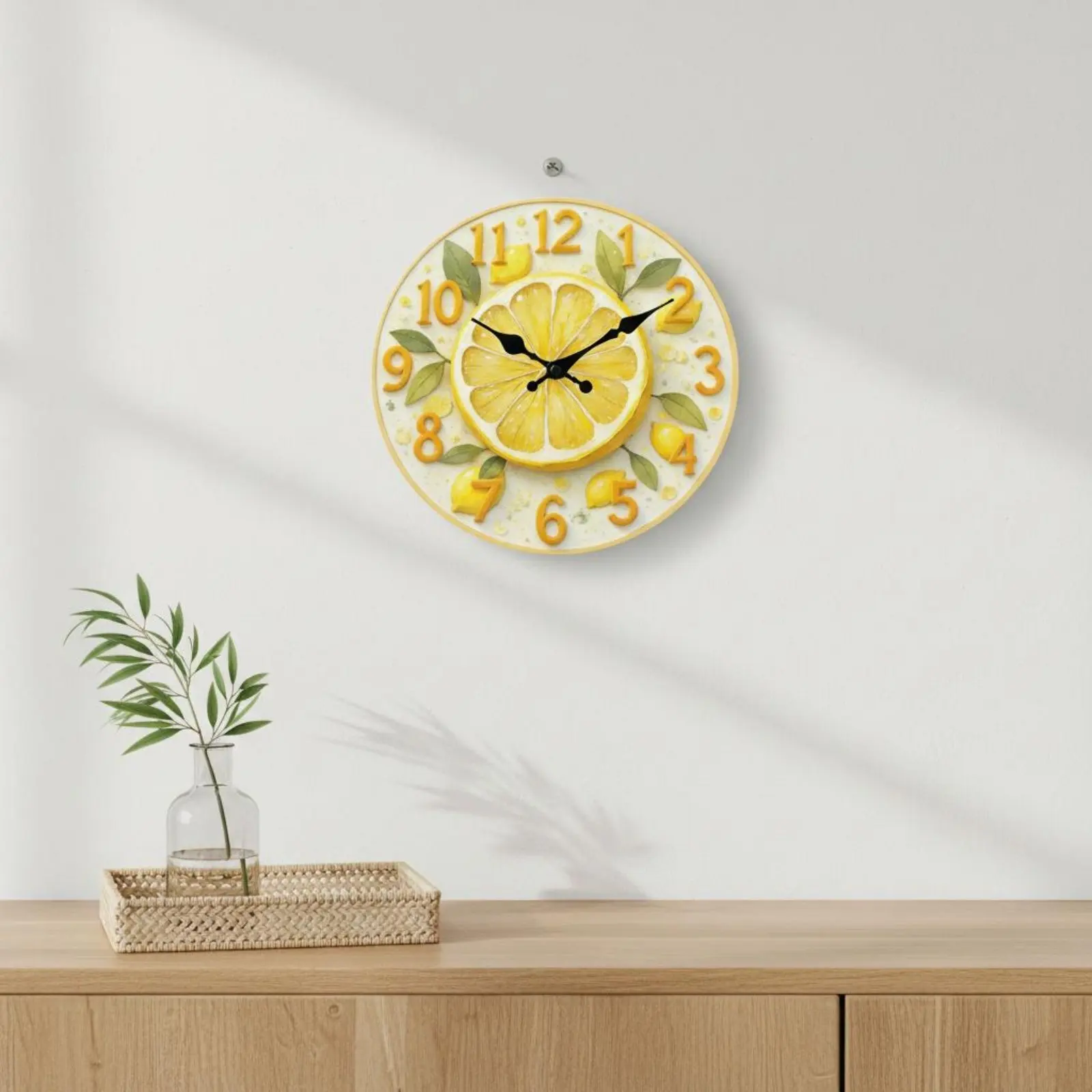 

Fruit Themed Clock Silent Movement Round Decorative Clock Home Decor Non-Ticking 10 Inch for Kitchen
