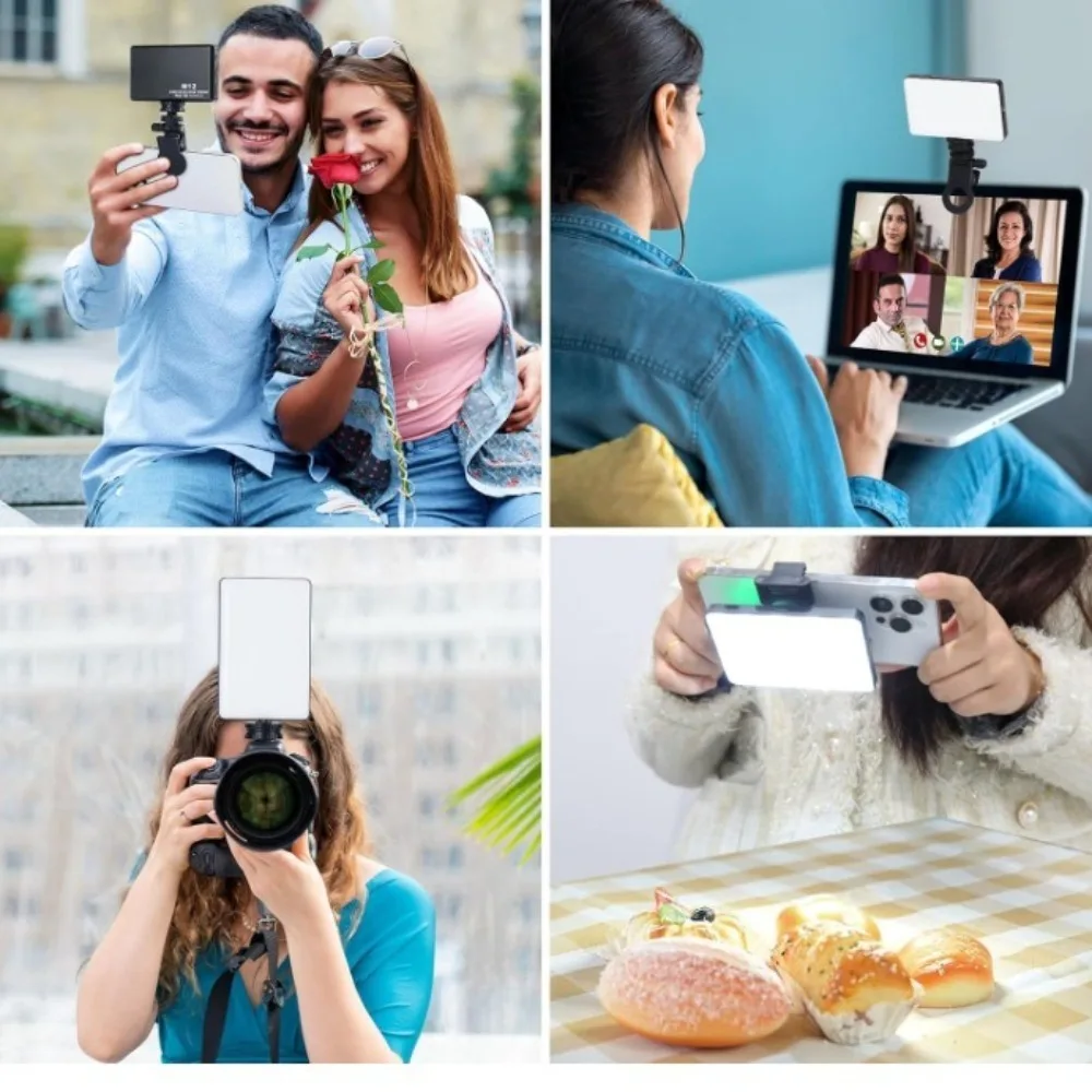 Universal LED RGB Video Light with 1/4 Hot Shoe Mount Dimmable Light Fill Light Adjustable Rechargeable Selfie Light