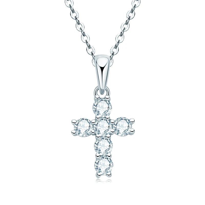 

KUGG Religious Cross Pendant 3mm D Color VVS1 Moissanite Necklaces for Women 925 Sterling Silver Top Selling Fine Jewelry Gift