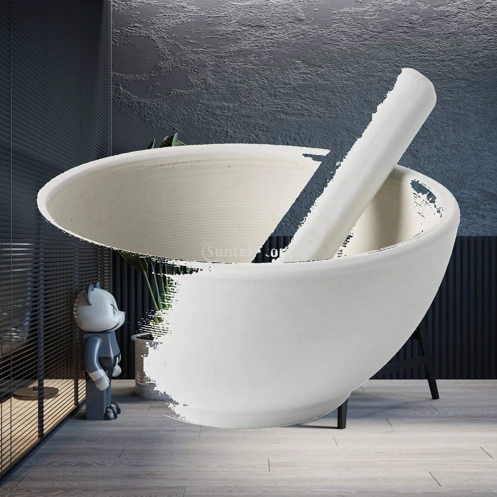 Mortero y Pilón de Porcelana Multiusos para Hierbas, Fácil de Limpiar, Utensilio de Cocina, para Flores Secas, Pimienta, Recipiente de Cerámica Profesional para Moler