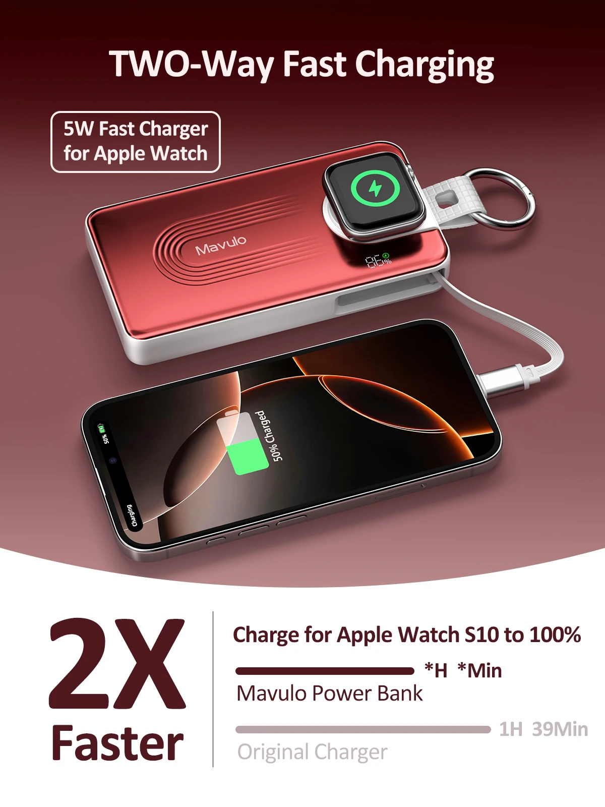 شاحن محمول 10000 مللي أمبير في الساعة لسلسلة ساعات Apple وiPhone 17 16 15، حزمة بطارية Samsung S25 S24 مدمجة في كابل مع شاشة LED #3