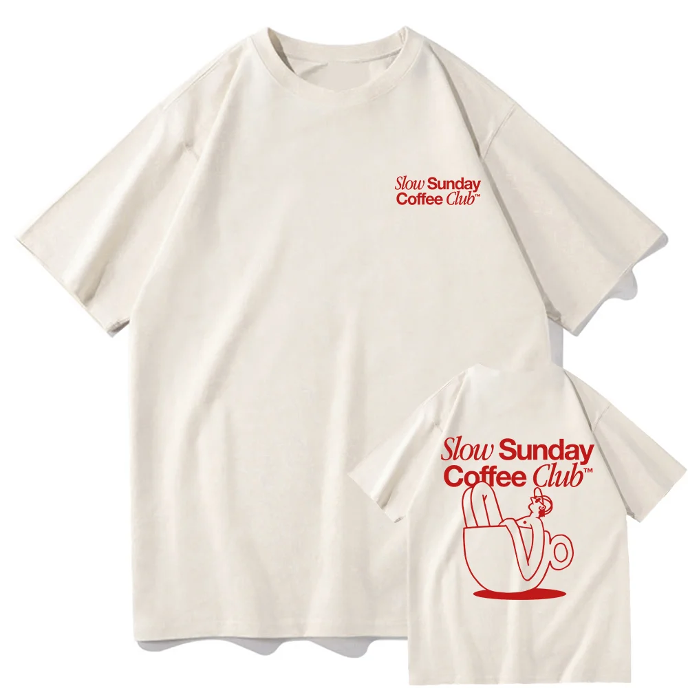 Slow Sunday Coffee Club T Shirt Men/women Harajuku Vintage Graphic Tshirt Classic Unisex High Quality Retro Cotton Tee Shirts