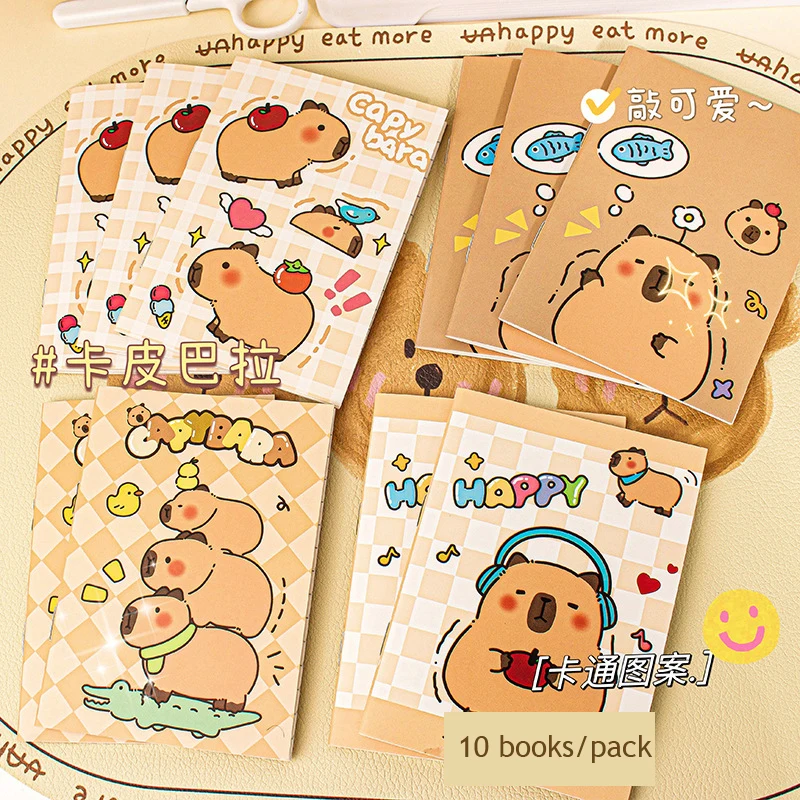 Imagem -04 - Kawaii Capybara Notebook Agenda Notepad Sketchbook Diário Planejador Semanal Cadernos Escolares Planejador Diário 10 Livros