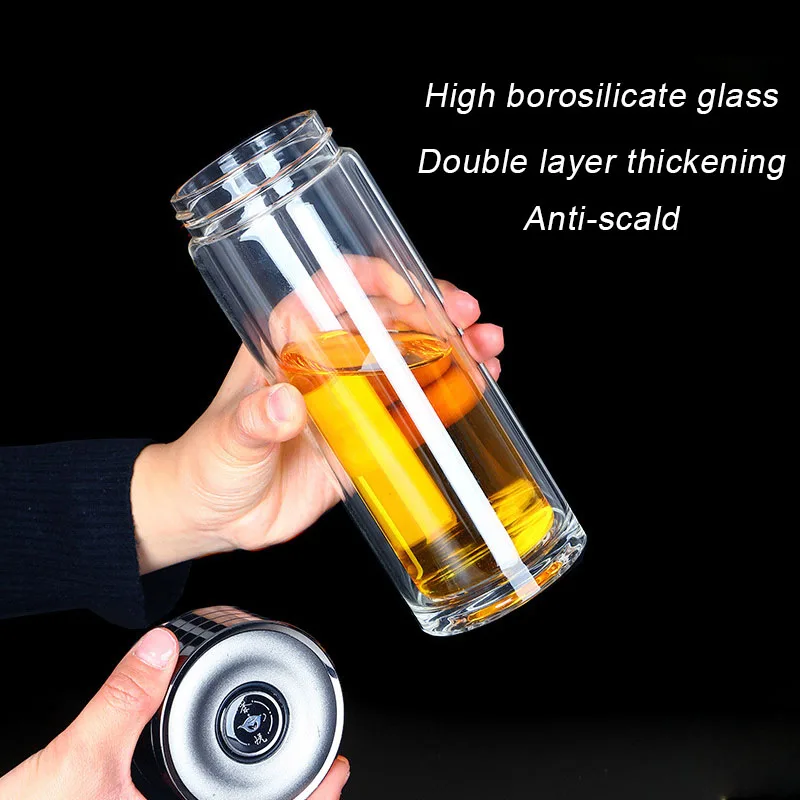 Glass Water Bottles Magnetic Tea Infuser Bottle Tea Separation Mug Double-Layer Portable Creative Water Cup Home Waterbottle