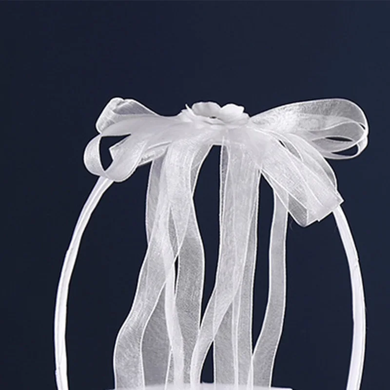 مبعثر فيونكة دانتيل يدوي للأطفال ، سلة زهور رومانسية حلوة ، قوس زفاف غربي ، سلة زهور بسيطة لطيفة