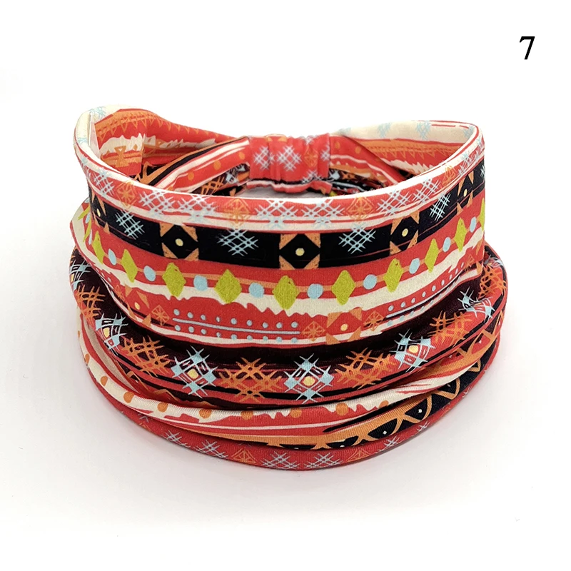 Women Yoga Turban Knot Headwrap Hair Accessories Cotton Stretch Wide Hairbands Bandana African Pattern Print Headband