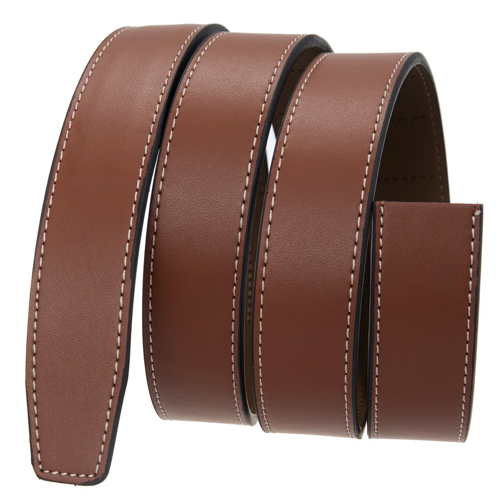 90-130cm Luxury Designer Men's Automatic Buckle Belt Body Genuine Cow Leather Ratchet Belt Strip No Holes 30mm 31mm