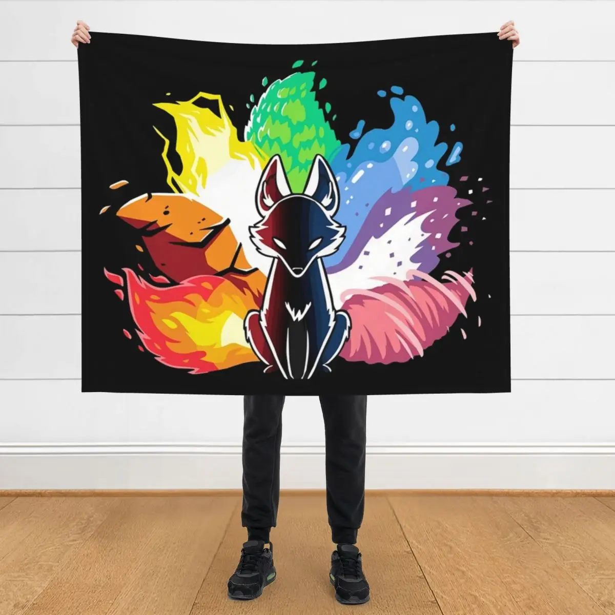 

Nine Tail Fox Kitsune Throw Blanket Loose Nap For Sofa Thin Hair Blankets