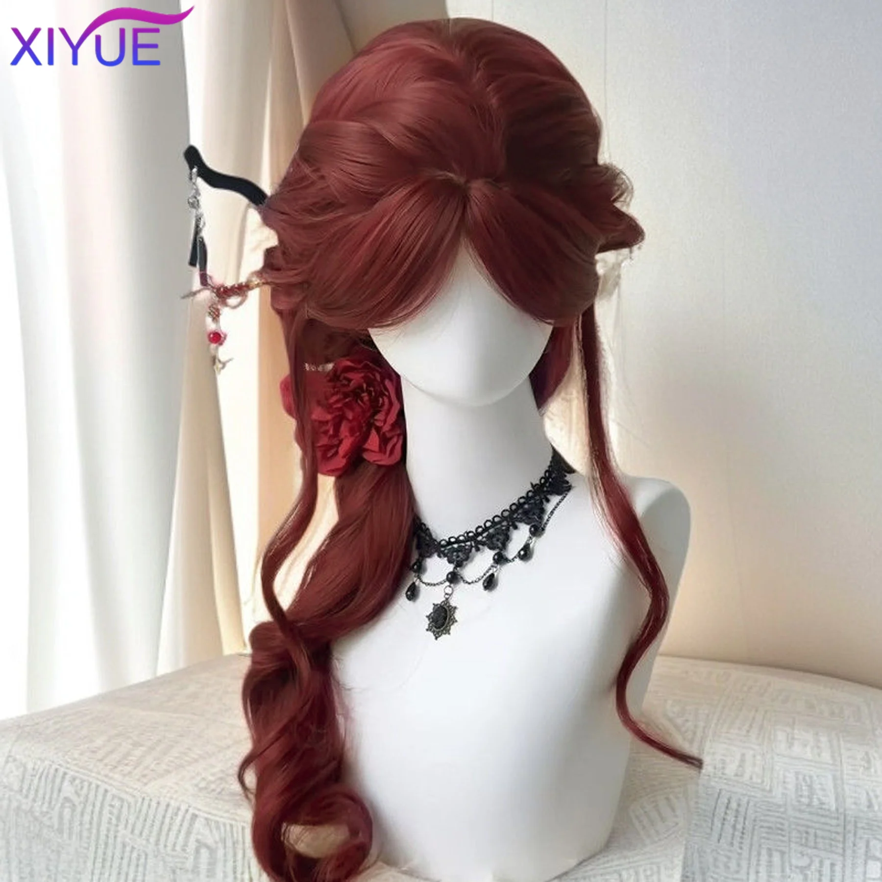 

Red Synthetic Wigs Long Body Wavy Wig Natural Hairline Daily Red Hair Heat Resistant Fiber Smooth Party Cosplay Wig