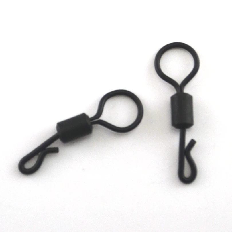 MNFT 100 قطعة معدات صيد الأسماك المفاجئة عين كبيرة صيد سمك الشبوط التغيير السريع Q على شكل إطالة يدور المادة أسود اللون موصلات الصيد #3