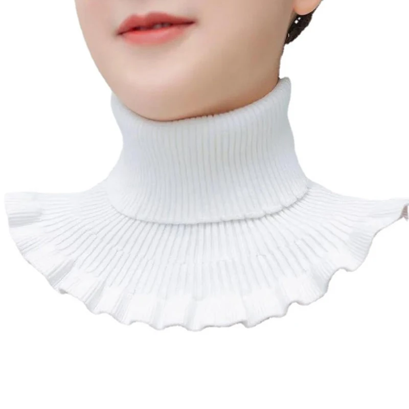 Warm Knitted Fake Collar Woolen Women Turtleneck Knitted False Fake Collar Detachable Neck Scarf Thicken Windproof Fake Collars