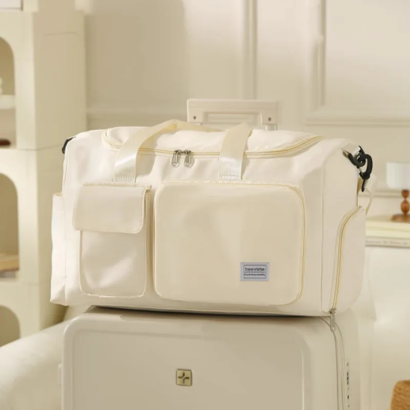 2024 nuove borse da viaggio da donna da viaggio borsa sportiva, borsa da notte per il Weekend con una spalla Fitness, borsa da viaggio Beige da donna