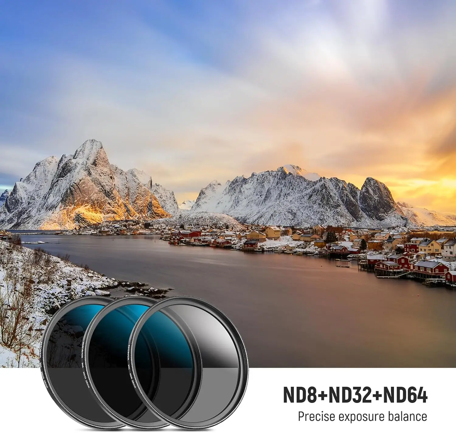 NEEWER 58mm ND Filter Set ND8/32/64 (3/5/6 Stops) Multicoated Neutral Density Camera Lens Filter Photography Accessories