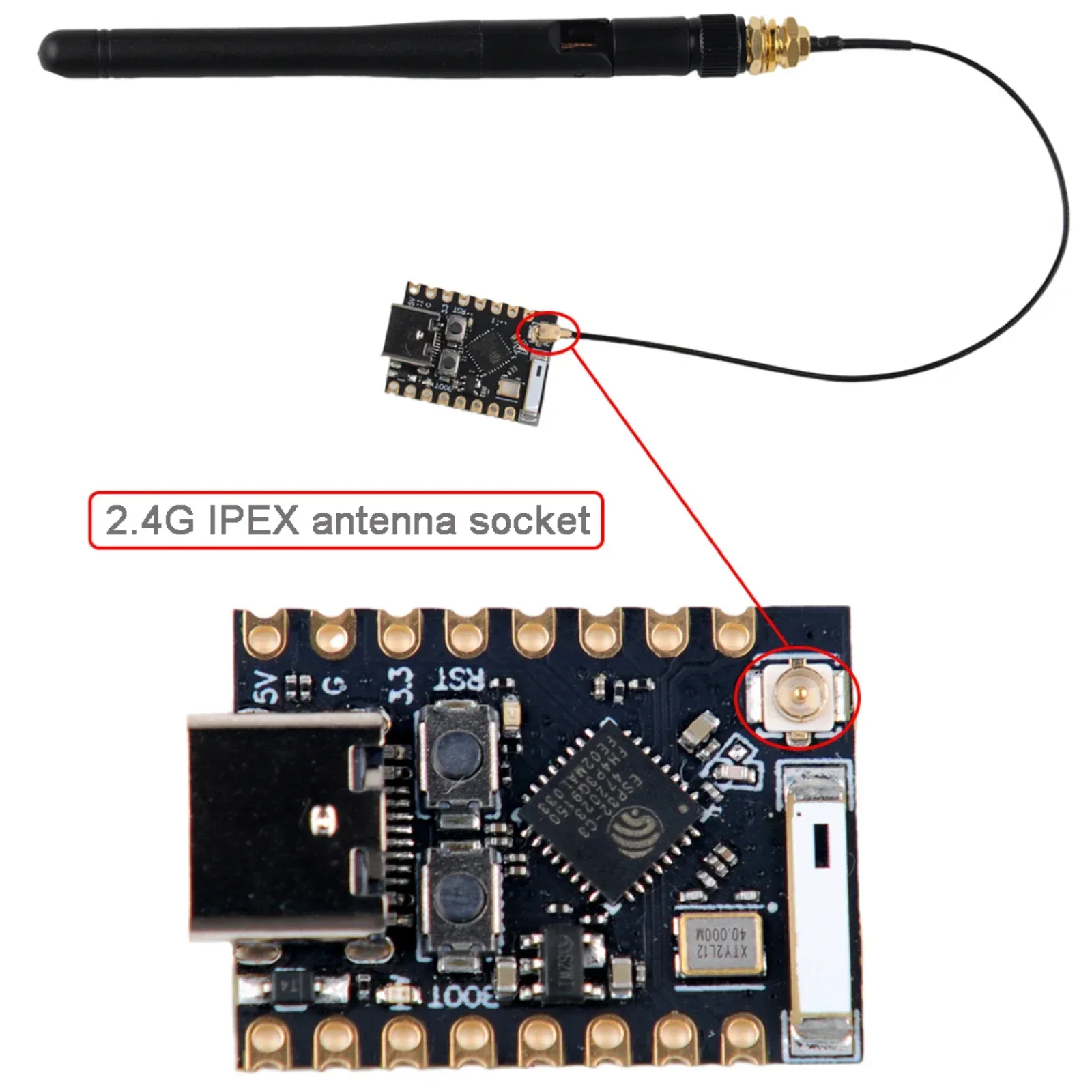 2 PCS ESP32-C3 Mini Scheda di Sviluppo ESP32-C3_Mini_V1 Wi-Fi + BT 2.4G Antenna WiFi con Cavo SMA 3DBI U.FL a SMA Femmina