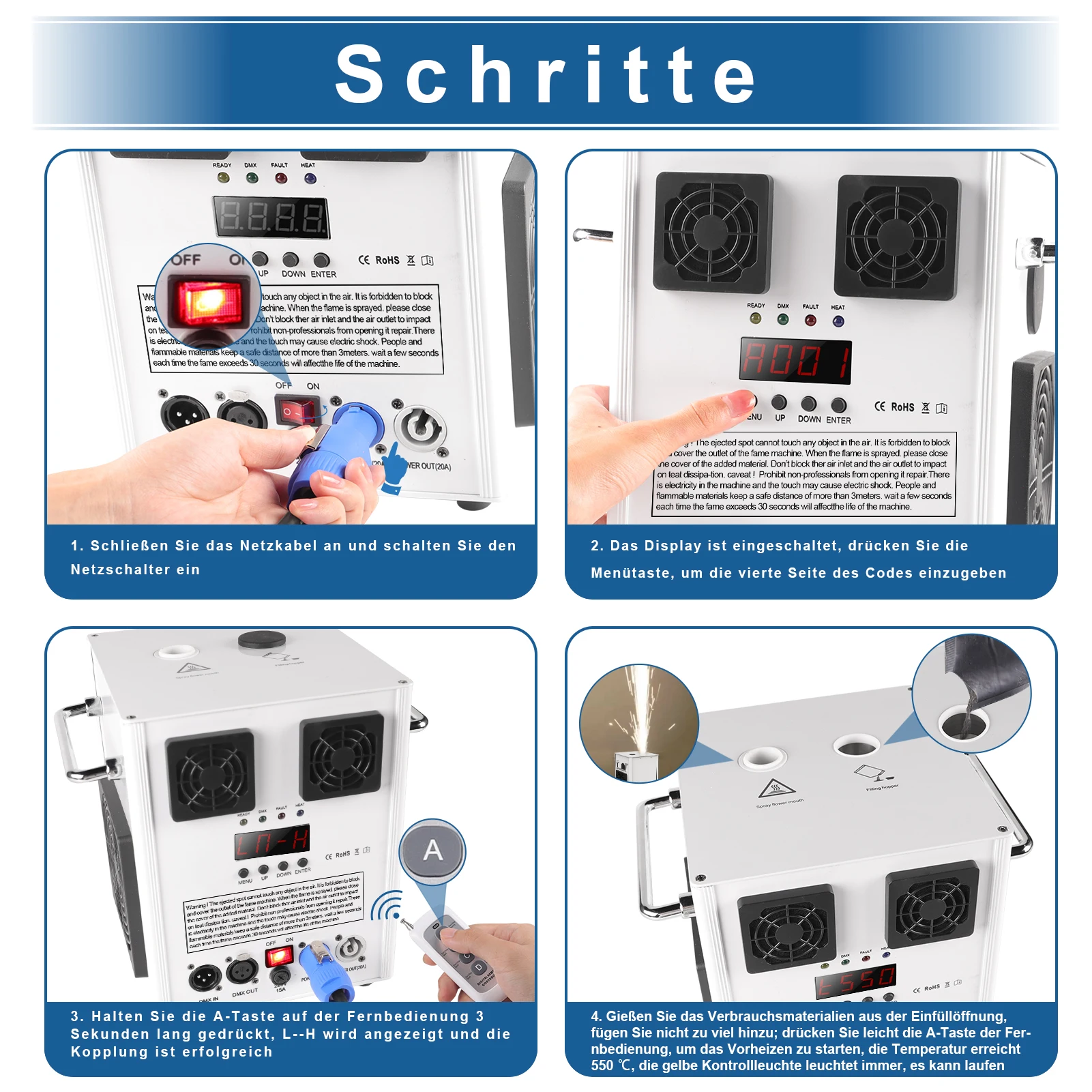 Effect Machine Flightcase and 2PCS 700W Cold Spark Machine Stage Showing Machine for Musical Show DMX Stage Special Machine