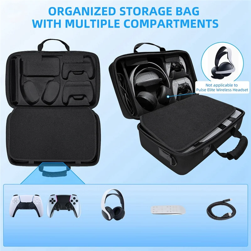 

B27B Carrying Case For PS5 PRO Gaming Console Travel Storage Bag With Adjustable Shoulder Straps And Comfort Handle