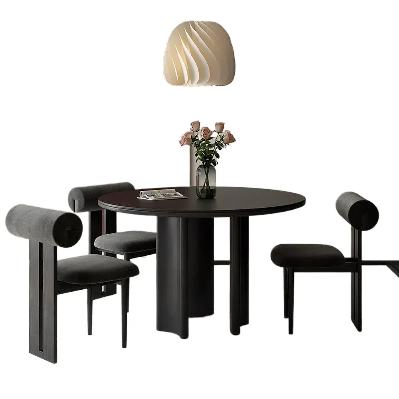 

Italian simple round dining table, Nordic rock slab restaurant household small apartment dining table, rock slab countertop