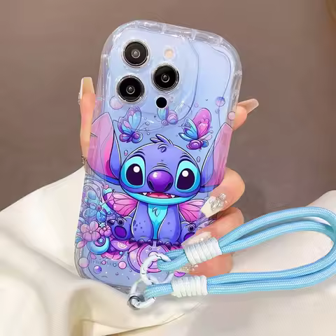 Stitch Butterfly Cartoon Case For Samsung Galaxy S24 S25 S23 Ultra S22 S21 Plus S20 FE S21 Ultra A36 A26 A56 A16 A06 Girl Cover