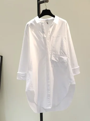 

Повседневный хлопковый длинный све женский irt весенне-осенний удобный свободный крой корейский топ из чистого хлопка Lazy Sle Top