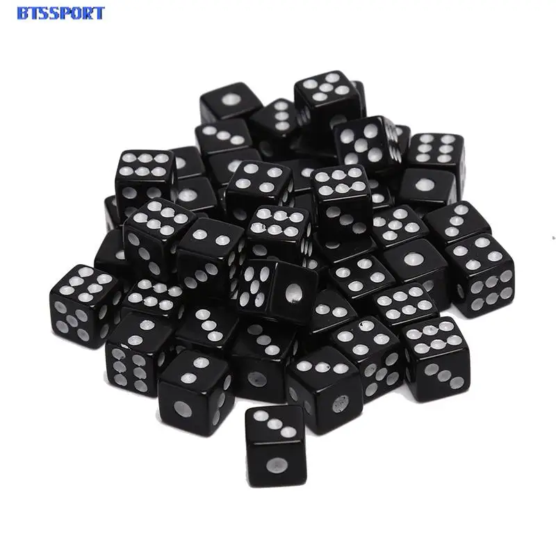 50 Pieces Dices 8mm Plastic White Gaming Dice Standard Six Sided Decider Birthday Parties Board Game Wholesale