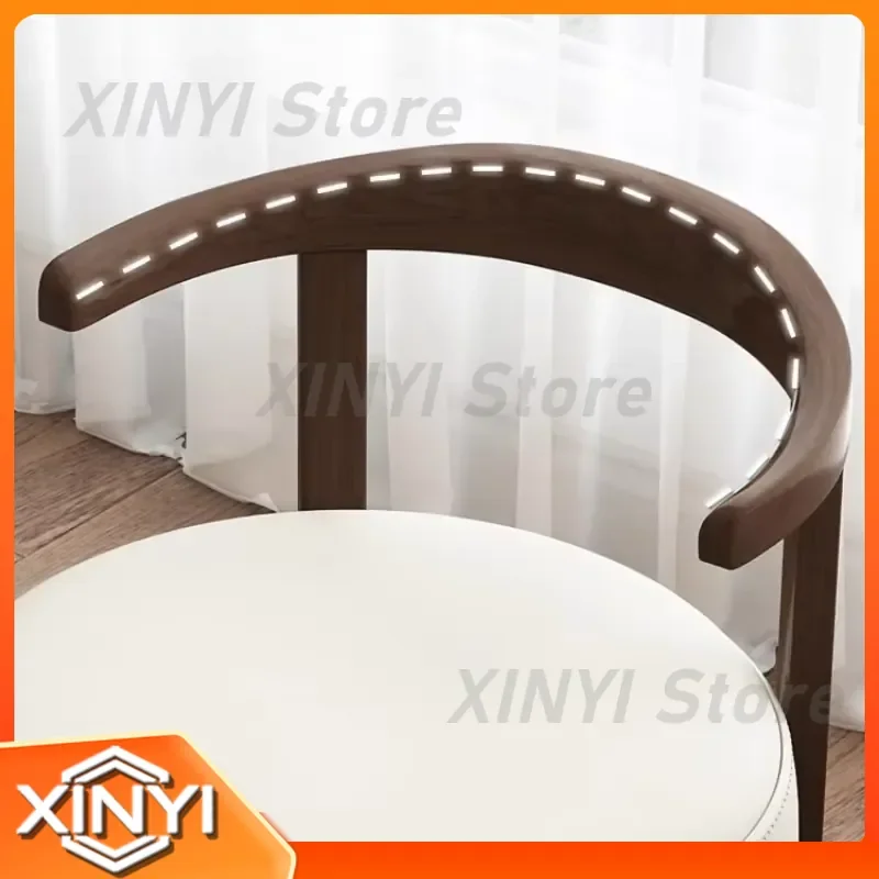 Modern Minimalist Stool for Home Office Living Room Bedroom Decor Swivel Solid Wood Ottoman Ergonomic Curved Accent Chair