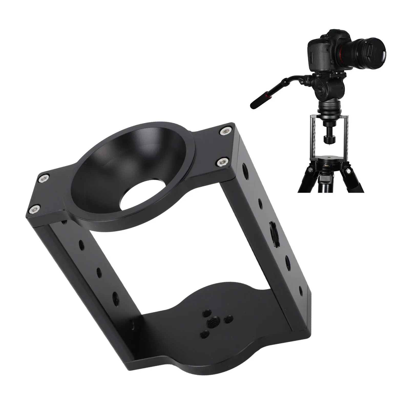 Half Ball Flat To Bowl Adapter Converter Riser Easy To Operate Anti Corrosive 75mm Tripod Head Bowl Riser for DSLR Rail Slider