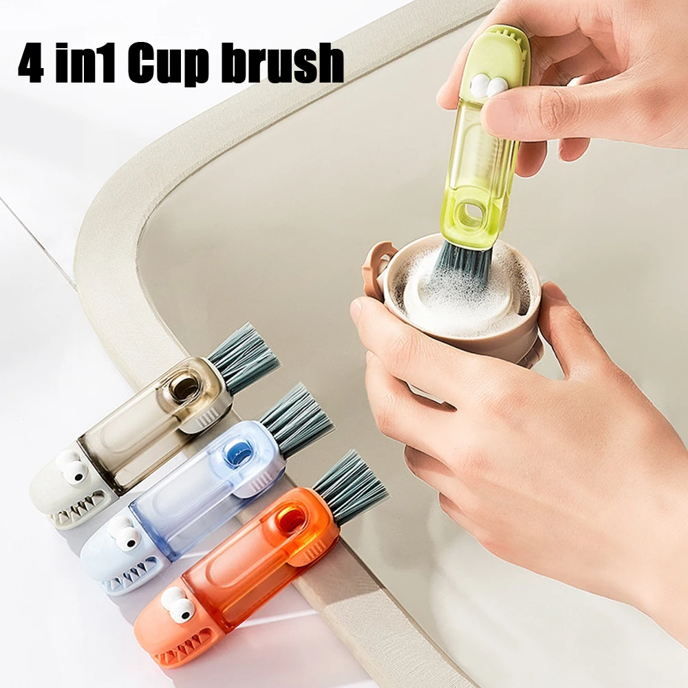 4 In 1 Bottle Gap Cleaner Brush Multifunctional Cup Cleaning Brushes Water Bottles Clean Tool Mini Silicone U-shaped