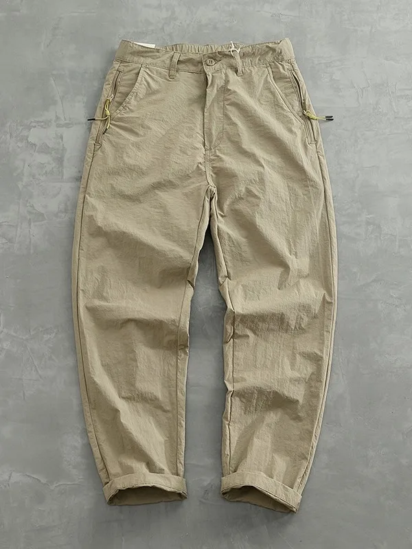 Lightweight Thin Qui Dry Summer Casual Pants Men's Loose Straight Leg Outdoor Ice Silk Thin Workwear Trousers Straight Cut