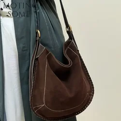 Motingsome Suede Bags New Women Tote Matte Leather Tote Bag Lazy Underarm Saddle Bag Large Capacity Hobos Messenger Purses 2024