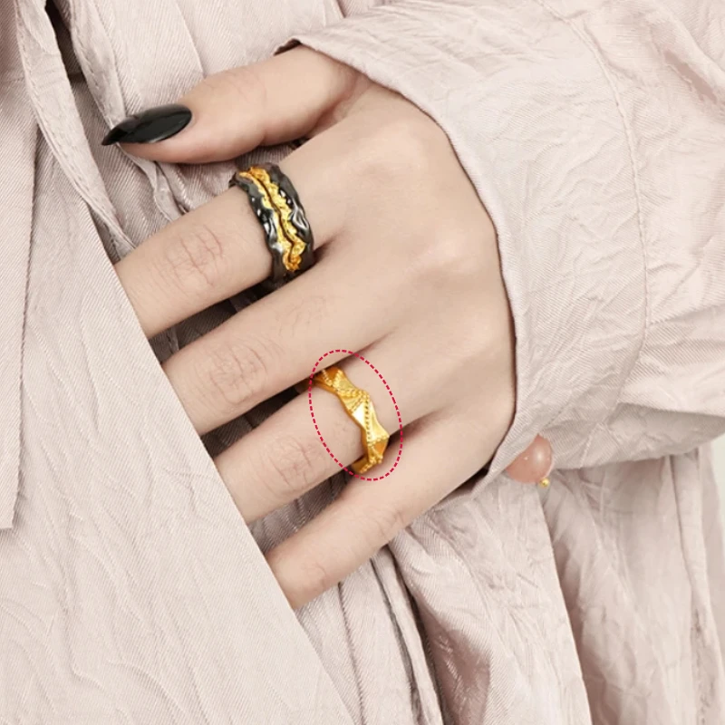 Bead Carving Designer Ring S925 Sterling Silver Rings Fashion Irregular Twisted Pattern Jewelry for Woman Original Factory Gift