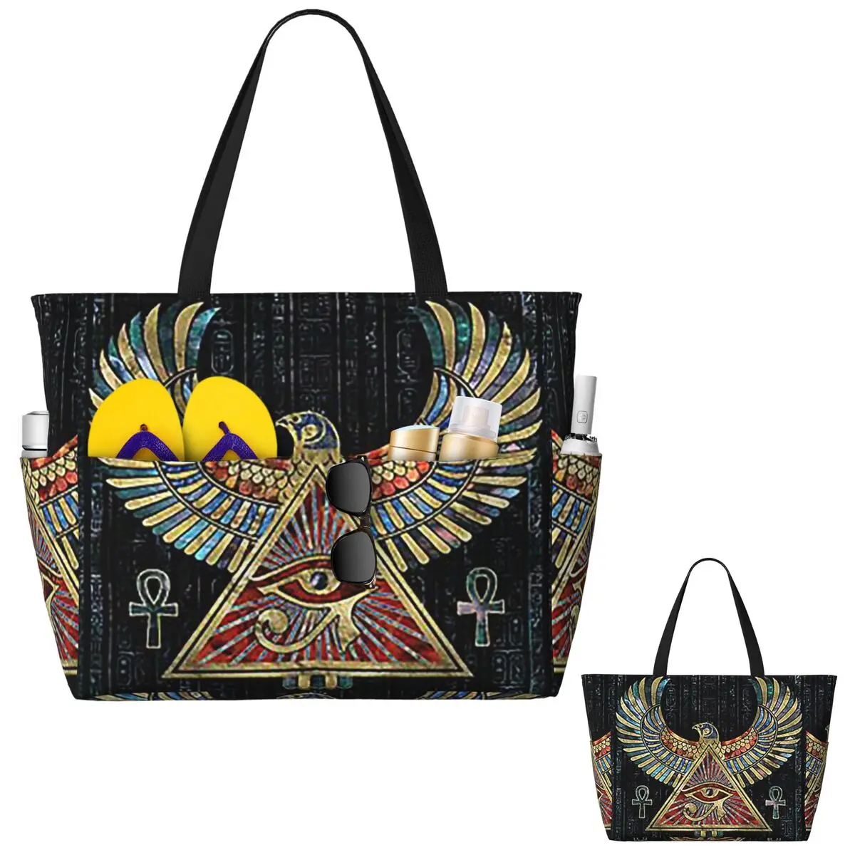 

Eye Of Horus Wadjet Gemstone And Gold Beach Tote Bag Спортивная сумка для спортзала и йоги Duffle Большая женская дорожная сумка Сумка для фитнеса