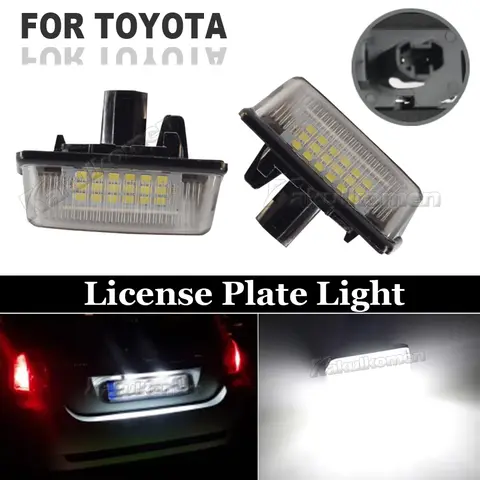 2Pcs CanBus LED License Plate Lights For Toyota Corolla E11 Crown S180 Starlet EP91 Vios Previa ACR50 GSR50 number plate lamp 10 best sales e11 corolla - №1