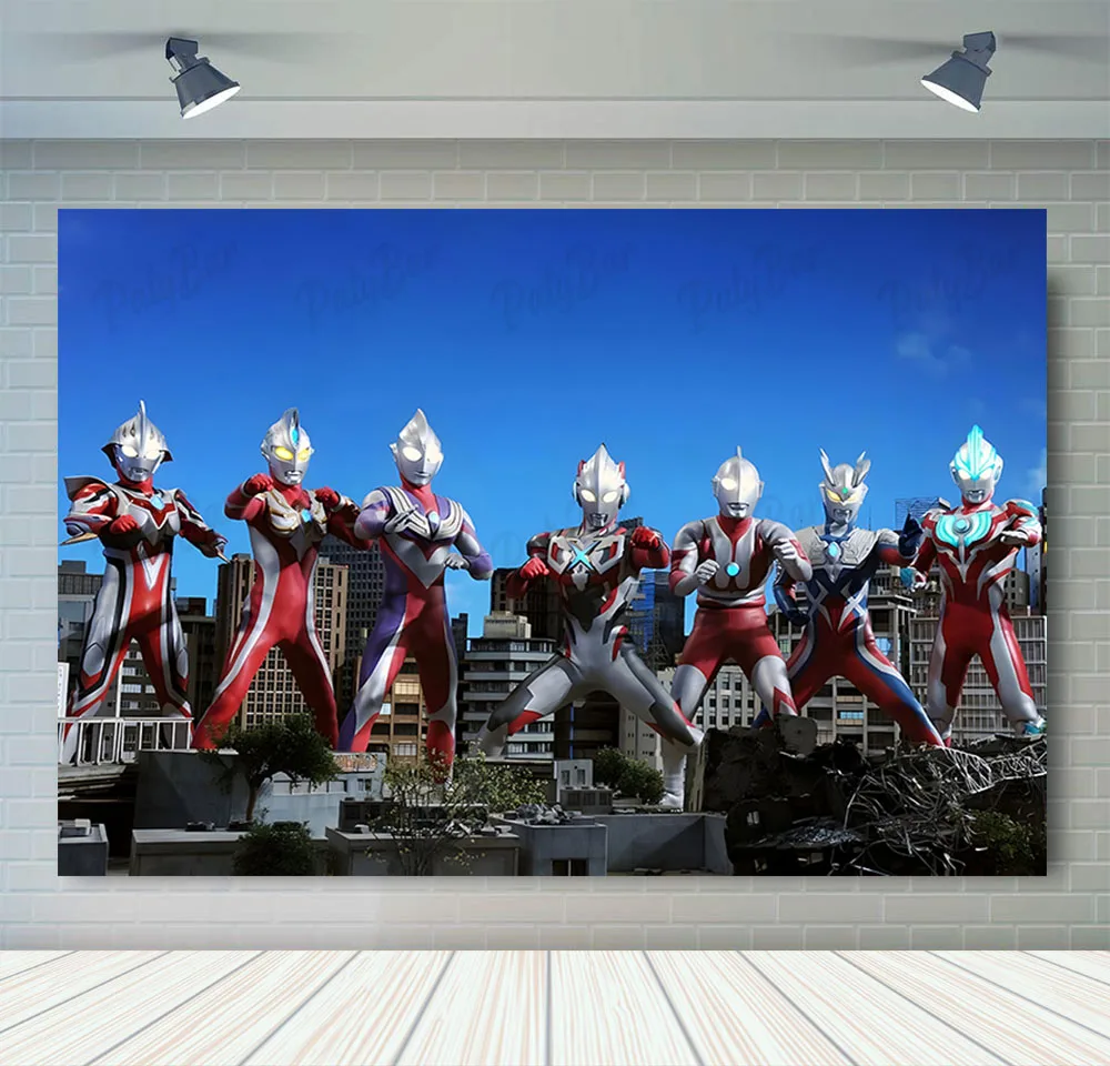 Japan Anime Warrior Ultraman Theme Birthday Party Decoration Backdrop Cartoon Poster Photograph Studio Decoration Props