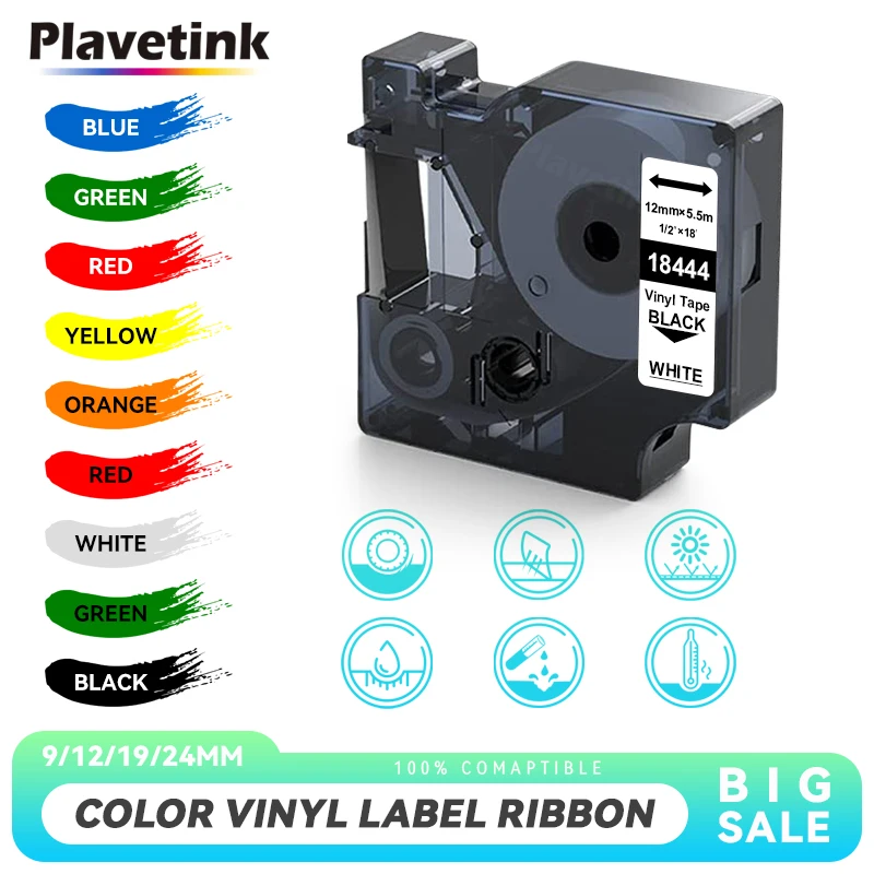 

PLAVETINK 18444 18431 18434 18443 Compatible for DYMO Rhino IND Vinyl Label 18432 1805430 1805431 for Dymo Rhino 4200,5000,5200