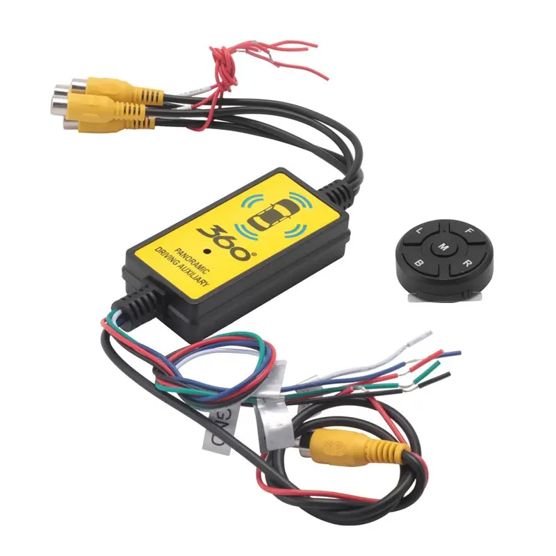 4To1 Car Panoramic 360 Camera Video Reversing Switch Box Car Blind Spot Camera Video Switch Box Wireless Remote Control-A08Q