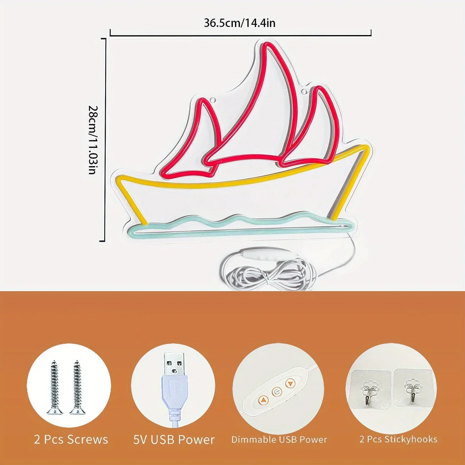 Sailing Neon Sign for Boat, LED Gamer Neon Sign, Wall Decoration, Game Light Decor, Bedroom, Bar