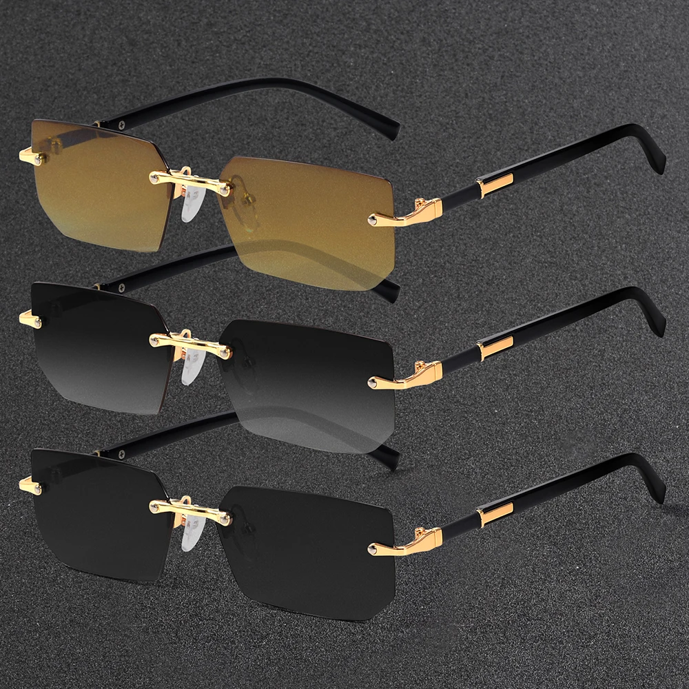 

Rectangle Sunglasses for Women Men Y2K Vintage Rimless Square Sun Glasses Candy Color Party Taking Photos Shopping UV400 Shade