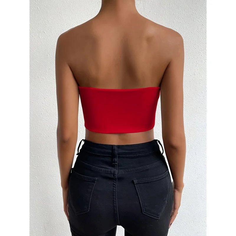 Off-Shoulder/One-Shoulder Crop Top Tube Top - Short Sleeveless Shirt with Bust & Waist Definition, High-Elasticity