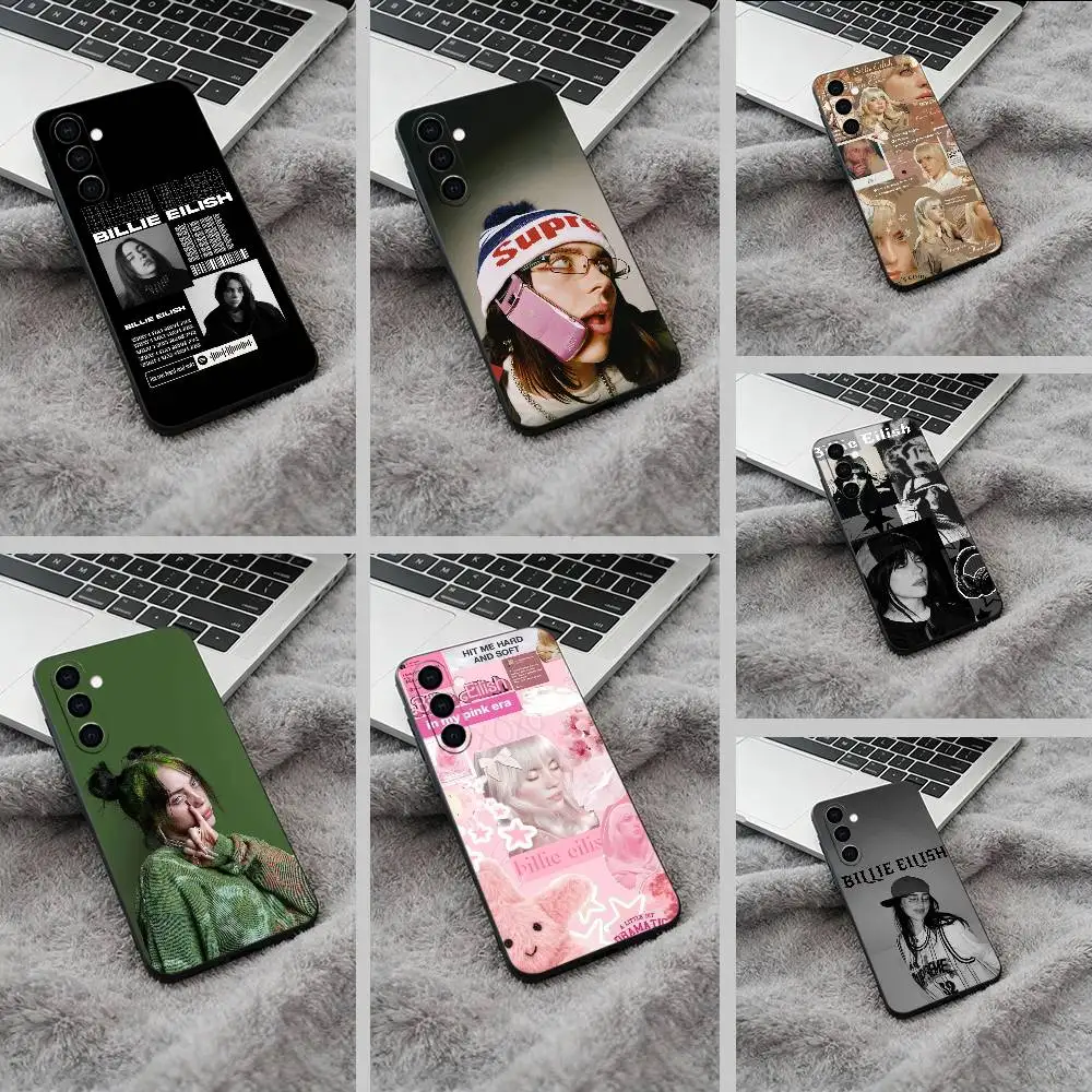 Young and powerful singer-B-Billie Eilish Black Soft Silicone Phone Case for Samsung Galaxy A73, A71, A72, A70, A53, A52, A51