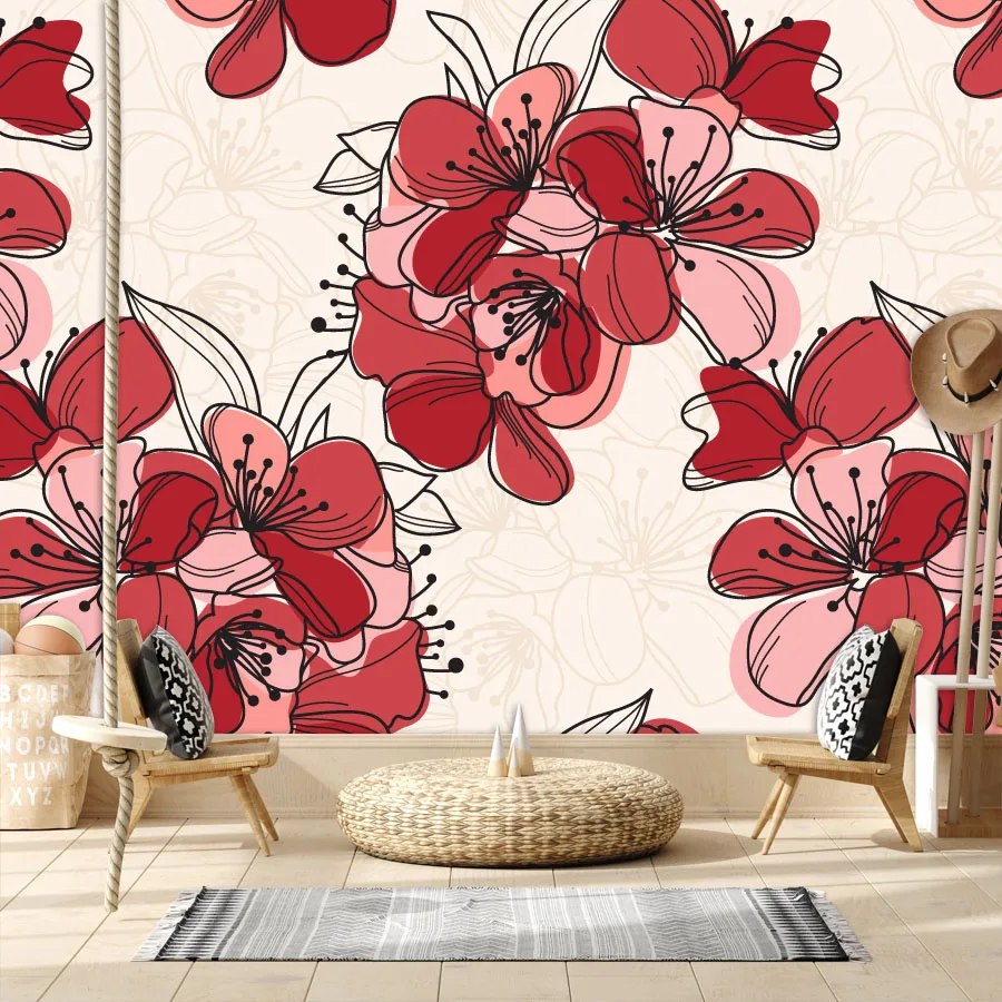 Custom Peel and Stick Wallpapers Accept for Bedroom Walls Living Room Contact Wall Papers Home Decor Cherry Blossom Floral Mural