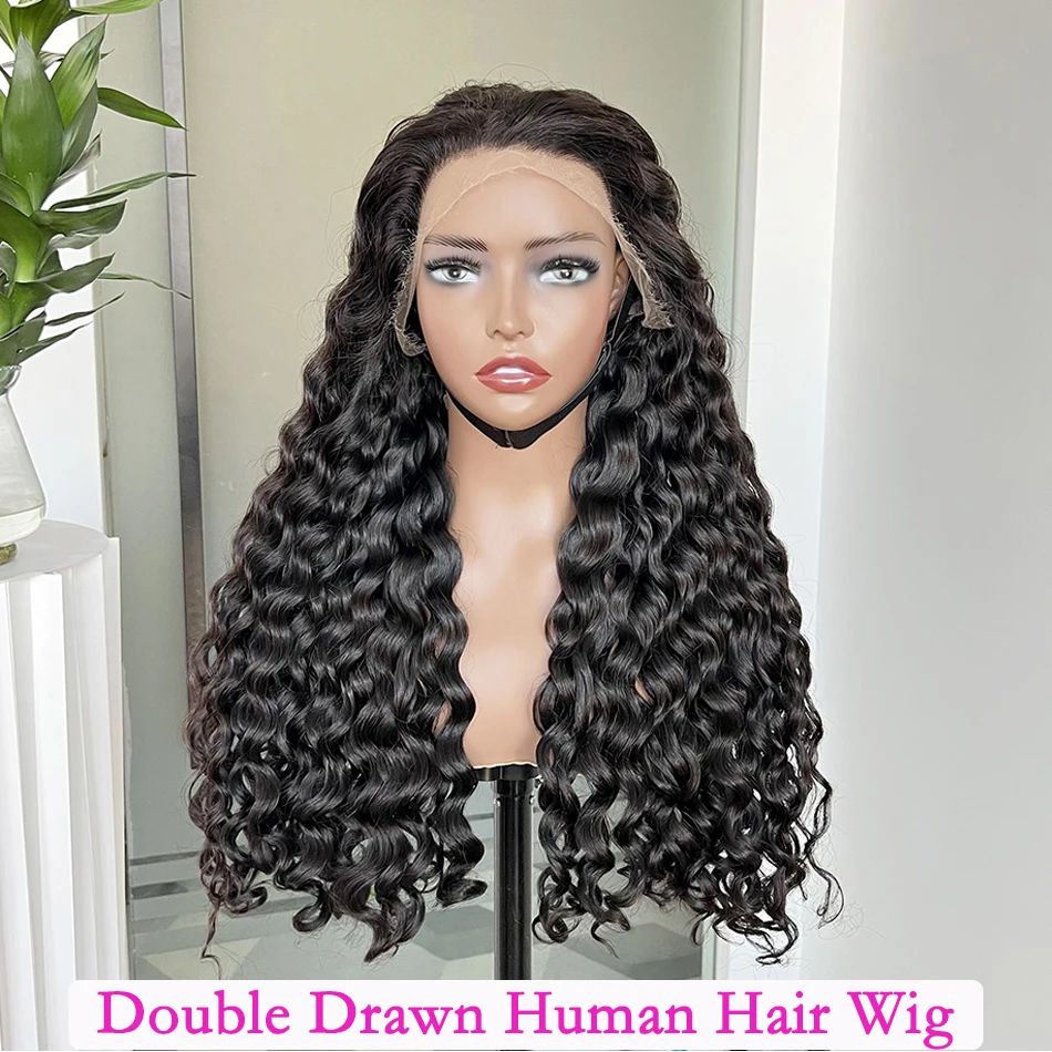 Water Wave Wigs Super Double Drawn Human Hair 13x4 HD Lace Frontal Wig Preplucked Hairline 200% 250% Full Virgin Hair For Women