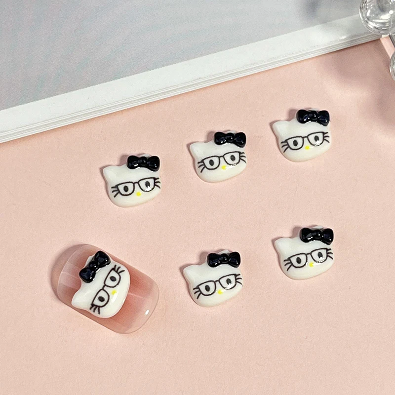 20Pcs Sanrio Hello Kitty Nail Accessories Anime Kawaii Cartoon Resin Diy Nail Earring Decorations Nail Accessories Toys Girls