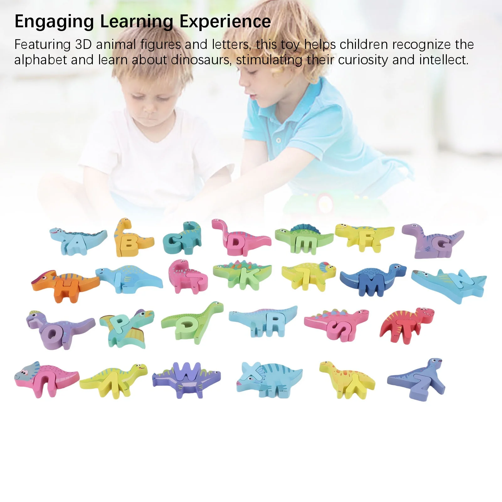 Animal Alphabet Puzzle Set Wooden Matching Game Preschool Learning Toy for Kids Over 3 Years Old