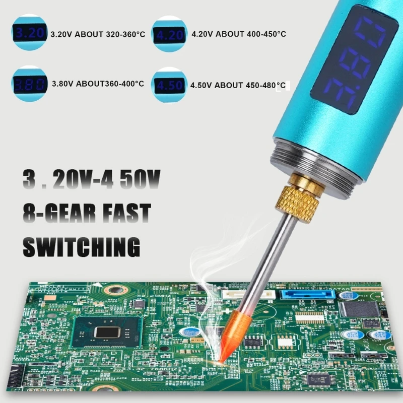 Wireless Soldering Iron USB High-power Fast Heat Rechargeable Soldering Iron Temperature Adjustment with LED Display