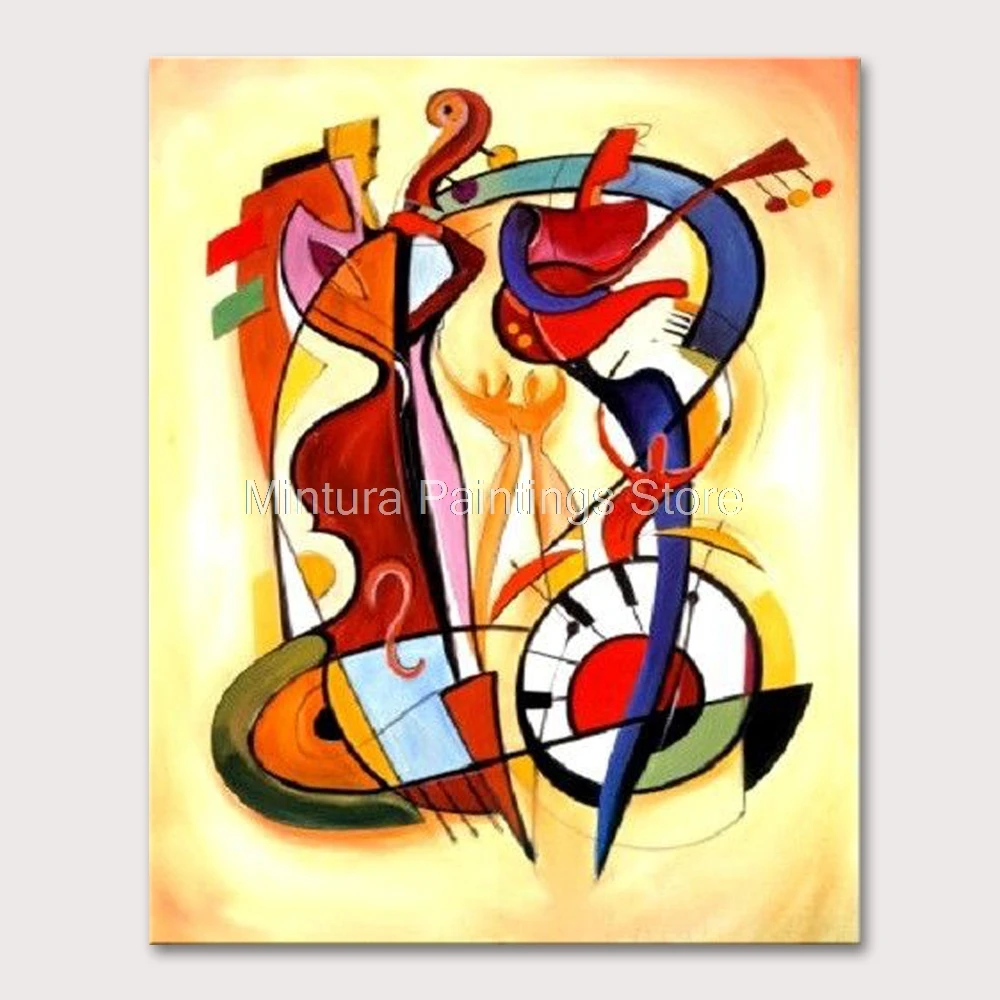 Mintura,Modern Abstract Art Crazy Playing Music Oil Painting On Canvas,Handmade Wall Art,Picture For Living Room,Home Decoration