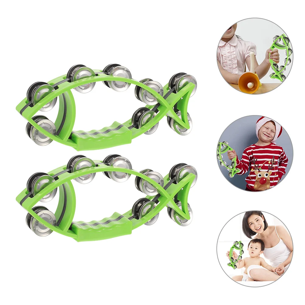 

2 Pcs Fish Shape Hand Bell Instrument Percussion Tambourine Music Toys for Beginners Safe Sturdy Material Unique