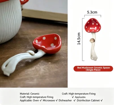 Cute Funny Novelty Ceramic Spoon, Unique Weird Shaped Soup Dessert Spoon for Kids Toddlers