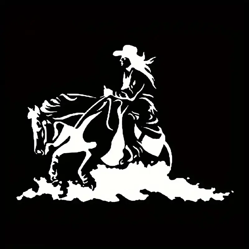 6.02inch X 4.33inch Cowgirl Horse Rodeo Western Cowboy Fashionable Car Styling Decal Sticker For Car Laptop Window Sticker