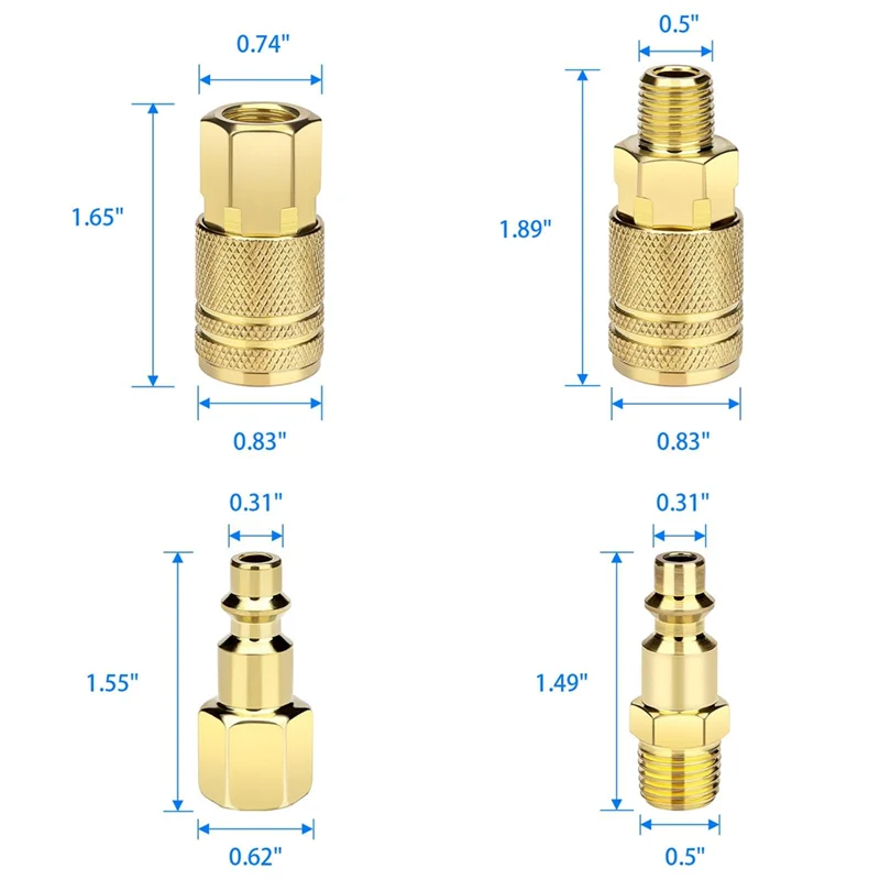 A74E-Raccords pour tuyaux d'air Kit de connexion rapide NPT 1/4 pouces 	   Raccords de compresseur d'air avec coupleur d'air universel